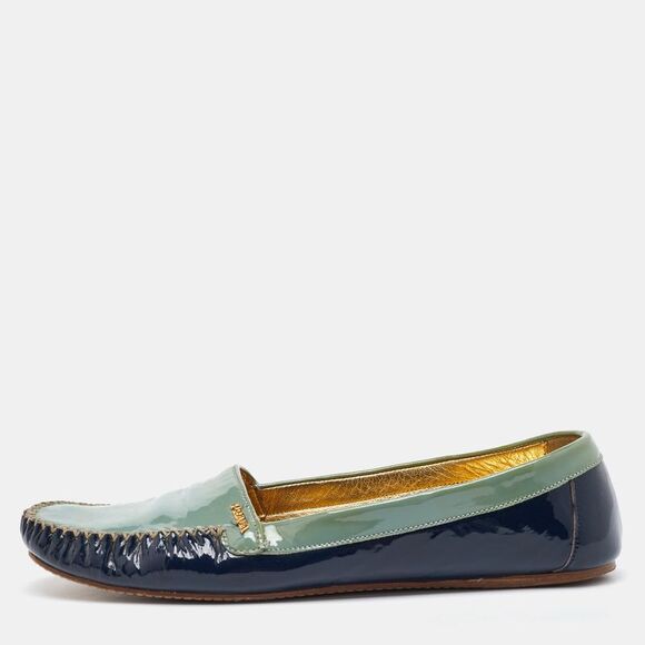 Prada Two Tone Blue Patent Leather Slip On Loafers Size 40,New Products : American Fashion Style Bags On Sale